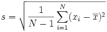 Sample Standard Deviation Formula (s)